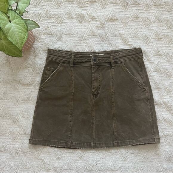 Free People We the Free Lennox Brown Seamed A-Line Mini Skirt - Picture 2 of 6